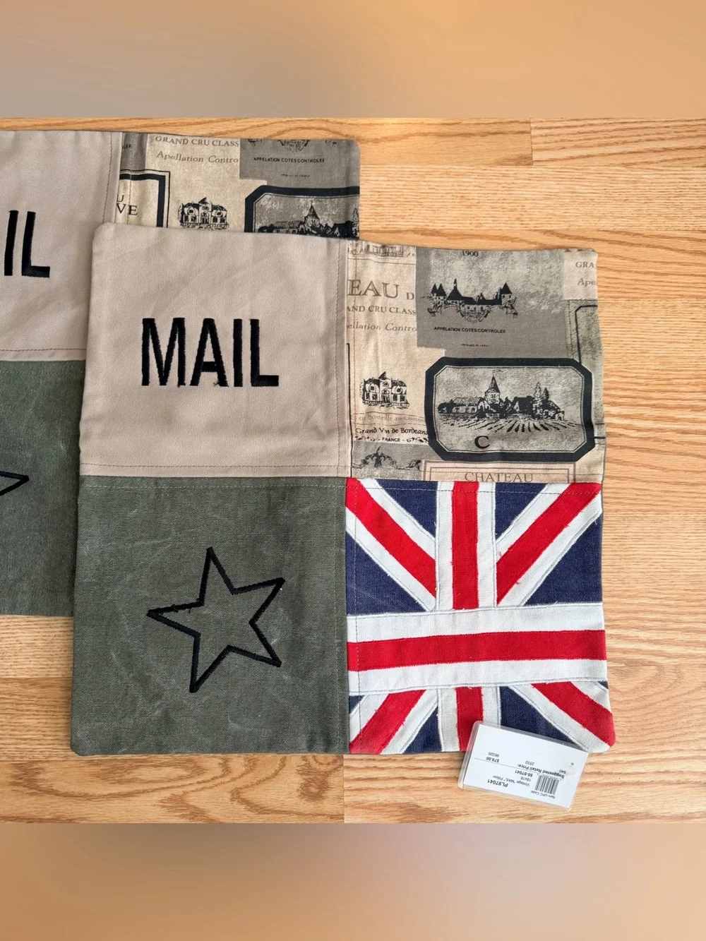 Canvas Mail pillow cases  with Star and Union Jack Accent